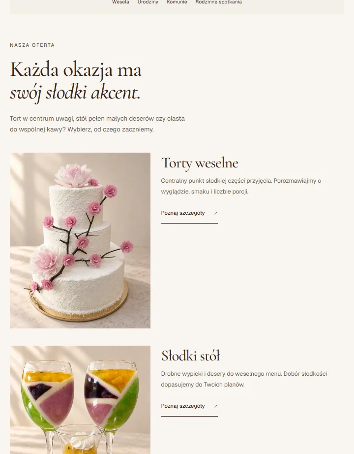 Strona Ciastkarni Zanka na tablecie